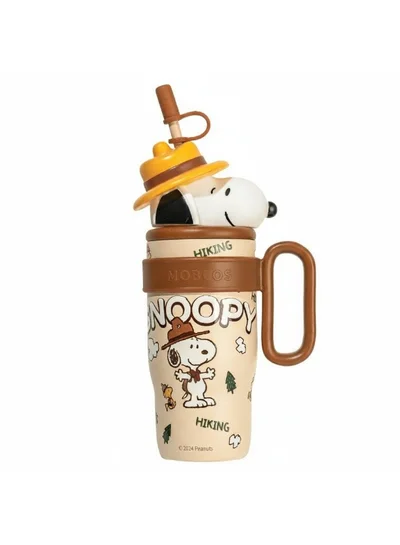 Mobcos Mobcos Snoopy Stainless Steel Vacuum Insulated Water Tumbler with Straw & Handle For Children, 800ml – Hot & Cold 6–12 Hours Brown